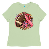 Matcha breast cancer ribbon and american football Ladies Tee - MaliasSmallBusiness