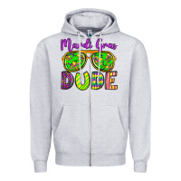 Heather Grey mardi gras dude olivia Zipper Hoodie - OliviaCreatesArt