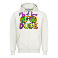 Oatmeal Heather mardi gras dude olivia Zipper Hoodie - OliviaCreatesArt