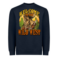 Navy Welcome to the wild west Cowboy boots Heavyweight Sweatshirt - HowdyJamesFarm
