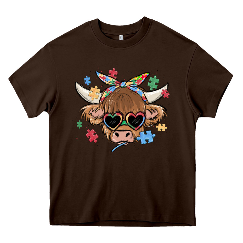 Autism Awareness Cow Heavy Core Tee by MaliasSmallBusiness | Teevron
