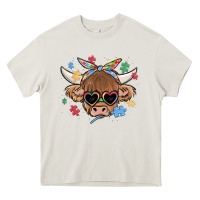 Cream autism awareness cow Heavy Core Tee - MaliasSmallBusiness