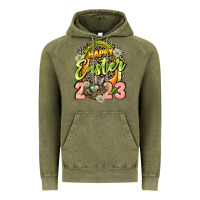 Vintage Olive Happy Easter 2023 Vintage Hoodie - LillyAllenDesigns