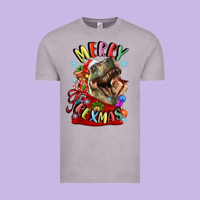 T Rex Merry Rexmas Vintage Tee Designed By Lillyallendesigns