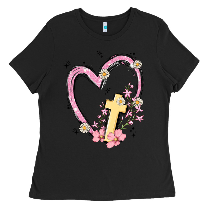 Heart Cross Ladies Tee by MaliasSmallBusiness | Teevron