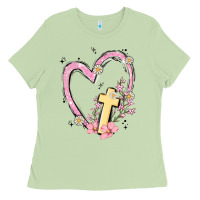 Matcha heart cross Ladies Tee - MaliasSmallBusiness