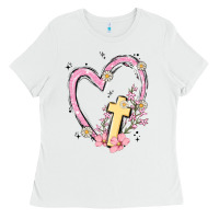 White heart cross Ladies Tee - MaliasSmallBusiness
