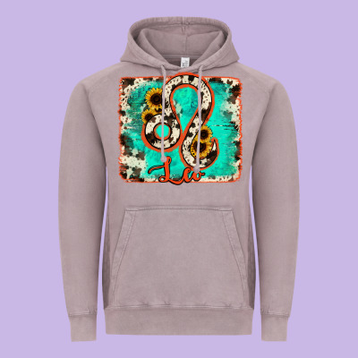 Leo Turquoise Cowhide Vintage Hoodie Designed By Ranaportraitstore