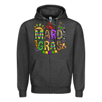 Charcoal Heather mardi gras olivia Zipper Hoodie - OliviaCreatesArt