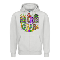 Dove Grey mardi gras olivia Zipper Hoodie - OliviaCreatesArt
