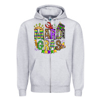Heather Grey mardi gras olivia Zipper Hoodie - OliviaCreatesArt