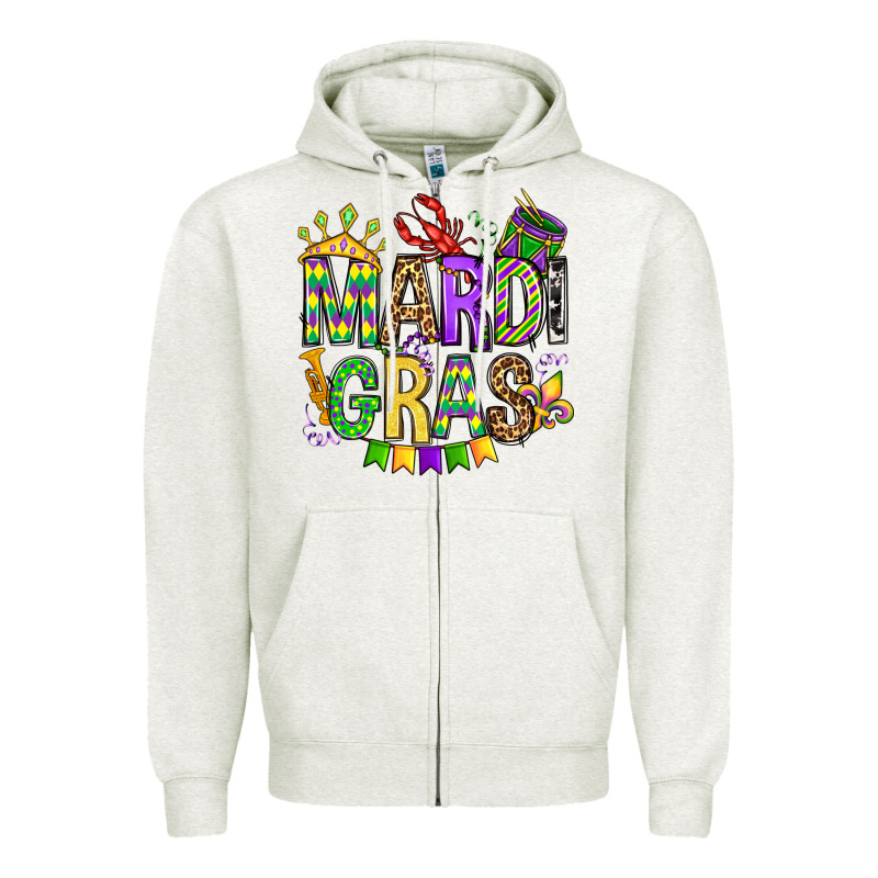 Mardi Gras Olivia Zipper Hoodie by OliviaCreatesArt | Teevron