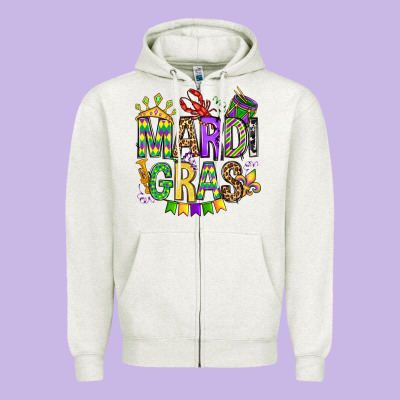 Mardi Gras Olivia Zipper Hoodie Designed By Oliviacreatesart