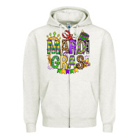 Oatmeal Heather mardi gras olivia Zipper Hoodie - OliviaCreatesArt