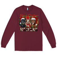 Burgundy Merry Christmas Long Sleeve Tee - RanaPortraitStore