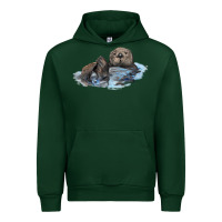 Forest Green california sea otter Urban Hoodie - LillyAllenDesigns