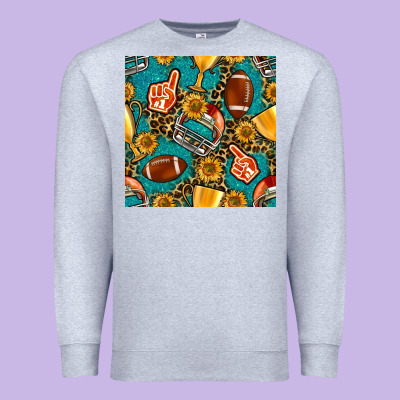 American Football Winner Cup And Helmet Seamless Pattern Premium Sweatshirt Designed By Bundleandbundleshop