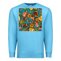 Ocean Blue american football winner cup and helmet seamless pattern Premium Sweatshirt - BundleAndBundleShop