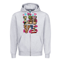 Heather Grey love valentine's day army boots olivia Zipper Hoodie - OliviaCreatesArt