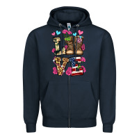 Navy love valentine's day army boots olivia Zipper Hoodie - OliviaCreatesArt