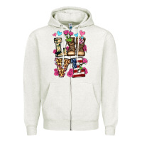Oatmeal Heather love valentine's day army boots olivia Zipper Hoodie - OliviaCreatesArt