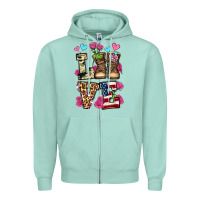 Seafoam love valentine's day army boots olivia Zipper Hoodie - OliviaCreatesArt