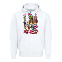 White love valentine's day army boots olivia Zipper Hoodie - OliviaCreatesArt