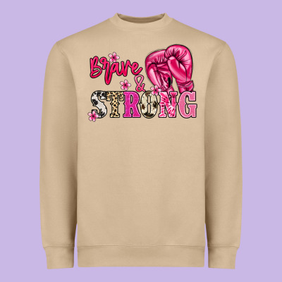 Brave And Strong Cancer Awareness Heavyweight Sweatshirt Designed By Howdyjamesfarm