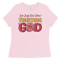 Bubblegum Pink i’m just out here trusting god Ladies Tee - MaliasSmallBusiness