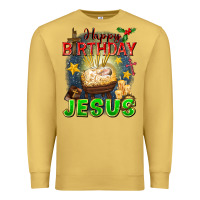Antique Gold happy birthday jesus Premium Sweatshirt - FaDigitalArtStudio