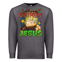 Charcoal Heather happy birthday jesus Premium Sweatshirt - FaDigitalArtStudio