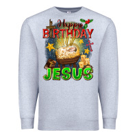 Heather Grey happy birthday jesus Premium Sweatshirt - FaDigitalArtStudio