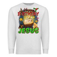 Oatmeal Heather happy birthday jesus Premium Sweatshirt - FaDigitalArtStudio