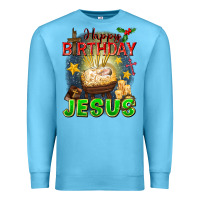 Ocean Blue happy birthday jesus Premium Sweatshirt - FaDigitalArtStudio