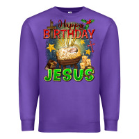 Purple happy birthday jesus Premium Sweatshirt - FaDigitalArtStudio