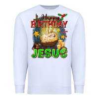 White happy birthday jesus Premium Sweatshirt - FaDigitalArtStudio