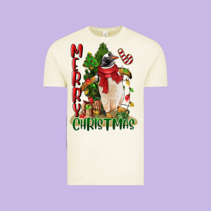 Merry Christmas Penguin Vintage Tee Designed By Lillyallendesigns