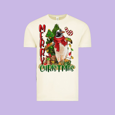 Merry Christmas Penguin Vintage Tee Designed By Lillyallendesigns
