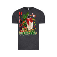 Vintage Black merry christmas penguin Vintage Tee - LillyAllenDesigns