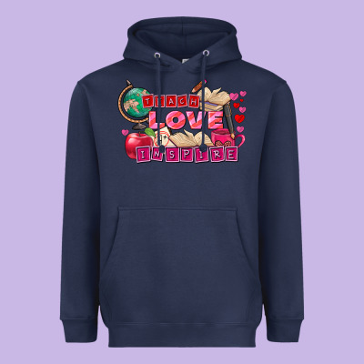 Valentine's Day Teach Love Inspire Heavyweight Hoodie Designed By Fadigitalartstudio
