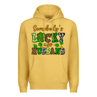Antique Gold St. Patrick's Somebody's lucky as husband Premium Hoodie - OliviaCreatesArt