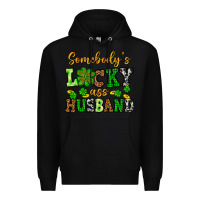 Black St. Patrick's Somebody's lucky as husband Premium Hoodie - OliviaCreatesArt