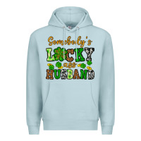 Blue Mist St. Patrick's Somebody's lucky as husband Premium Hoodie - OliviaCreatesArt
