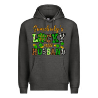 Charcoal Heather St. Patrick's Somebody's lucky as husband Premium Hoodie - OliviaCreatesArt