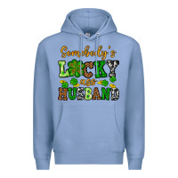 Colony Blue St. Patrick's Somebody's lucky as husband Premium Hoodie - OliviaCreatesArt