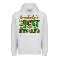 Dove Grey St. Patrick's Somebody's lucky as husband Premium Hoodie - OliviaCreatesArt