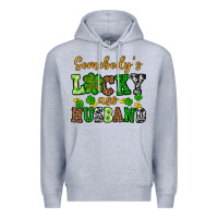 Heather Grey St. Patrick's Somebody's lucky as husband Premium Hoodie - OliviaCreatesArt