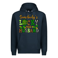 Navy St. Patrick's Somebody's lucky as husband Premium Hoodie - OliviaCreatesArt