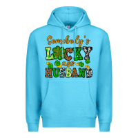 Ocean Blue St. Patrick's Somebody's lucky as husband Premium Hoodie - OliviaCreatesArt