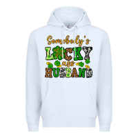 White St. Patrick's Somebody's lucky as husband Premium Hoodie - OliviaCreatesArt